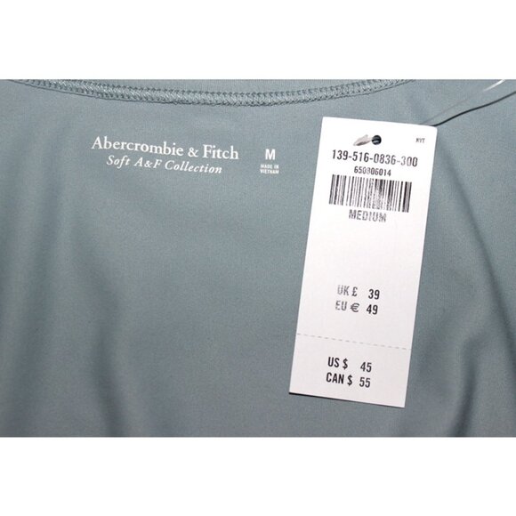 nwt ABERCROMBIE & FITCH Soft Collection Long-Sleeve Wrap Bodysuit in Dusty Blue - Picture 4 of 7